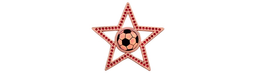 75MM RED STAR MEDAL - FOOTBALL - GOLD, SILVER & BRONZE 75MM RED STAR MEDAL - FOOTBALL - GOLD, SILVER & BRONZE